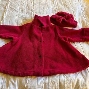 Vintage 1990's Bio Bottoms Girls 4/5 Fleece Coat and Hat Set-missing button
